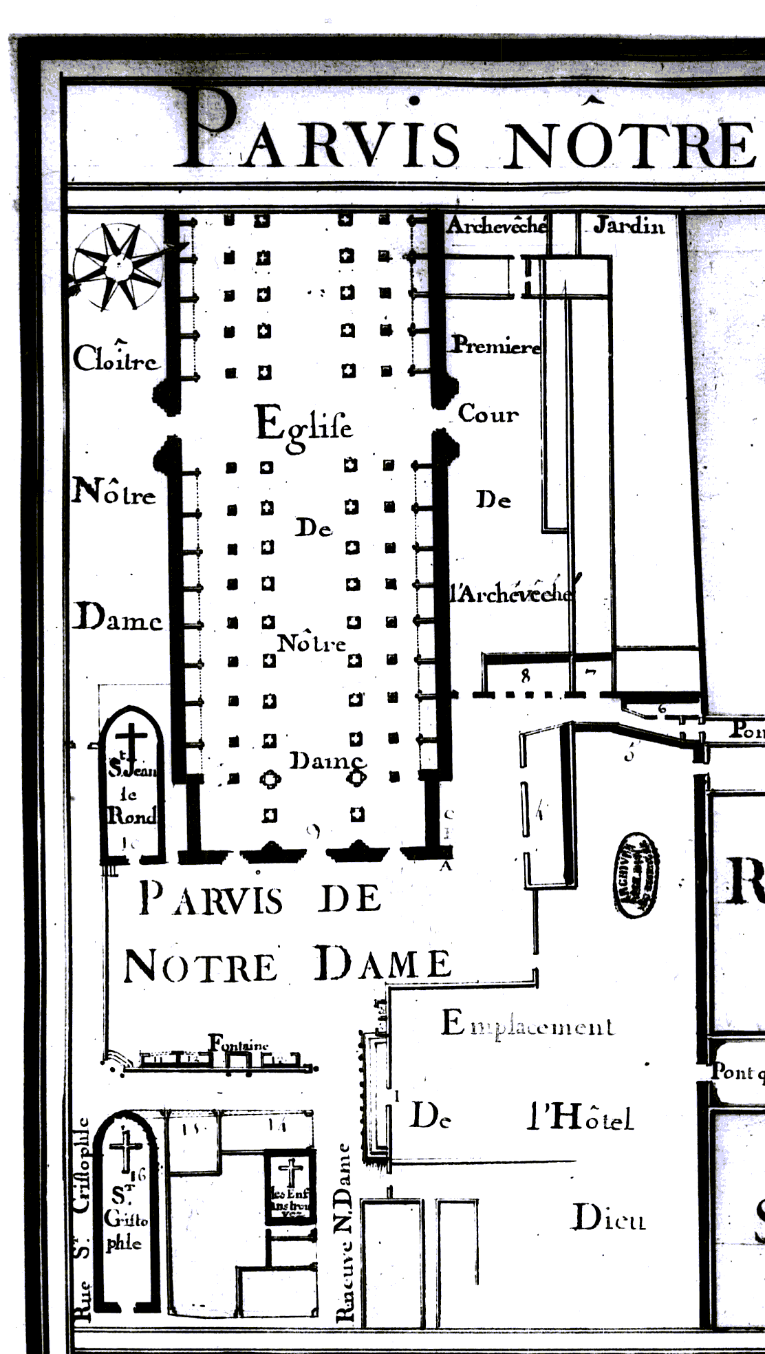 map of the square in front of Notre Dame